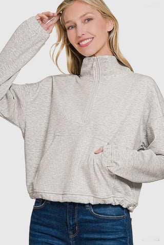Grey Scuba Half Zip Pullover