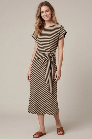Brown Stripe Midi Dress