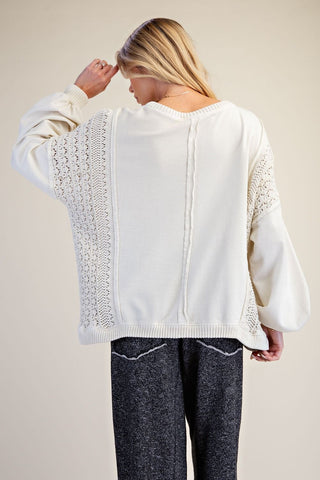 Ecru Crochet Trim Sweatshirt