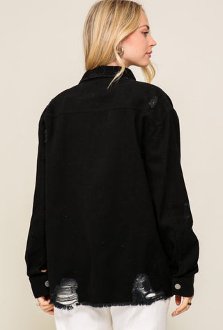 Black Distressed Denim Jacket