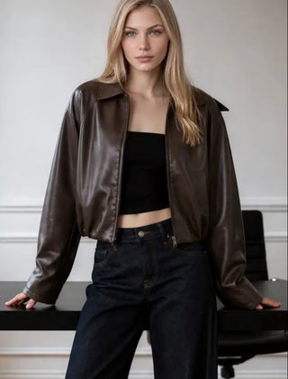 Brown Vegan Leather Jacket