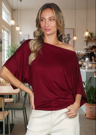 Burgundy Off Shoulder Blouse