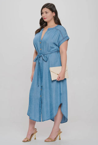 Curvy Chambray Midi Dress