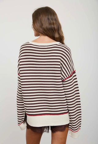Stripe Raw Edge Sweater