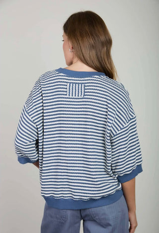 Blue Texture Stripe Top