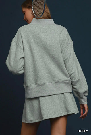 Grey Fleece Mock Neck