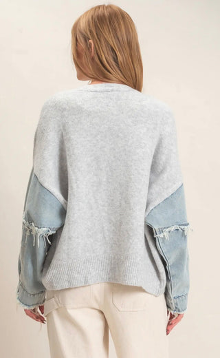 Grey Denim Sleeve Cardigan