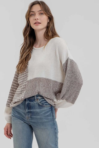 Grey Colorblock Sweater