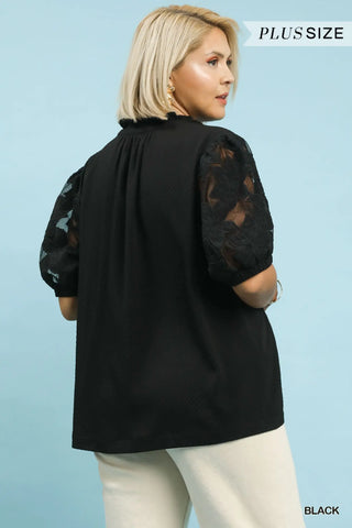 Curvy Lace Contrast Blous