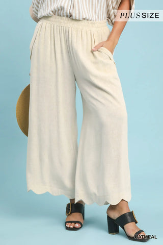 Curvy Oatmeal Linen Pant