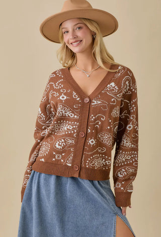 Brown Paisley Cardigan
