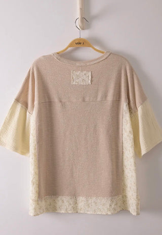 Taupe Mix Print Top