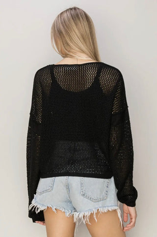 Black Open Knit Sweater