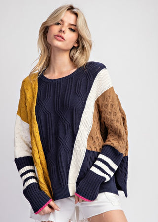 Oversized Blue & Gold Sweater