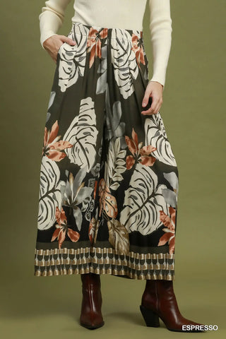Espresso Botanical Wide Leg Pant