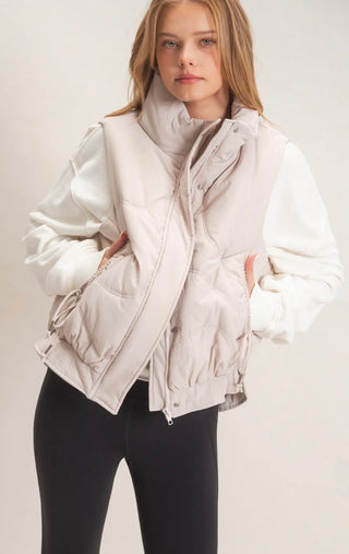 Ecru Funnel Neck Vest