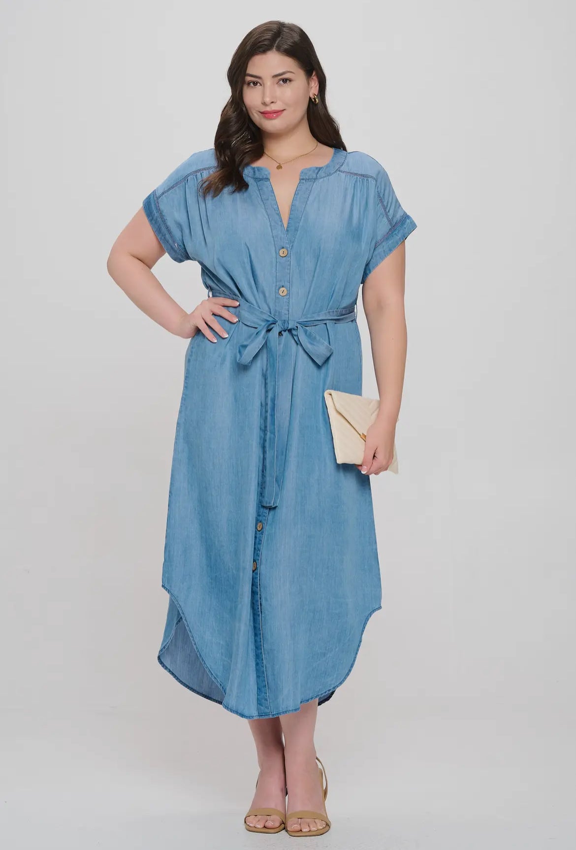 Curvy Chambray Midi Dress 1xl Curvy Chambray Midi Dress 1xl