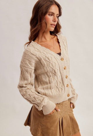 Natural Cable Stitch Cardigan