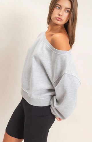 Grey Off Shoulder Sweatshirt