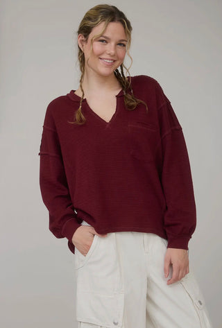 Cabernet Patchwork Knit Top