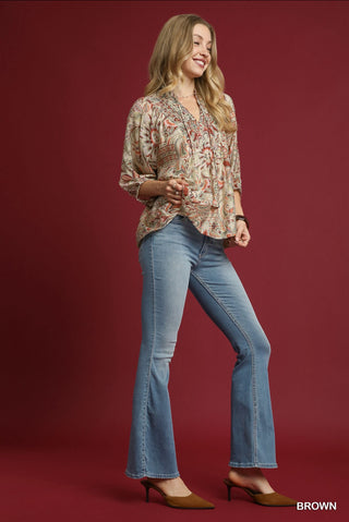 Brown & Rust Boho Blouse