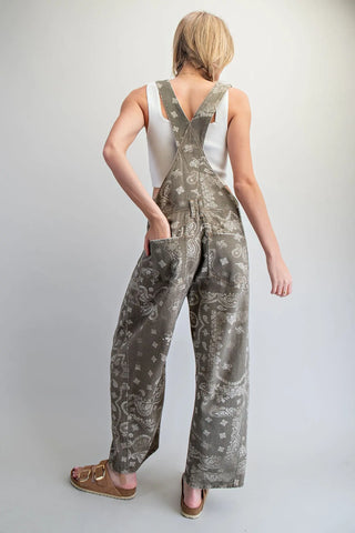 Washed Olive Denim Jumpsuit