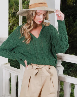 Green Cable Knit Sweater