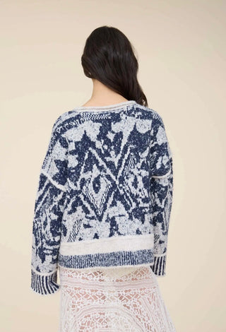 Heathered Navy Geo Sweater