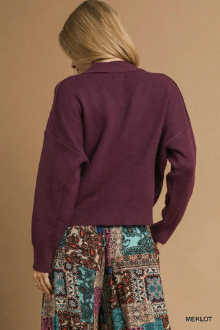 Merlot Gold Button Sweater