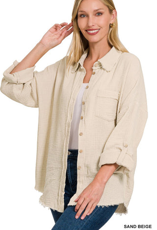 Sand Washed Gauze Button Down