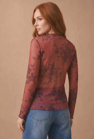 Wine Sheer Floral Top