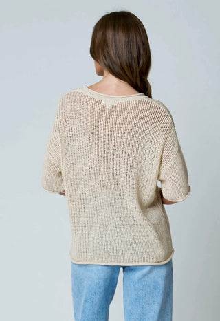 Oatmeal Split Neck Sweater