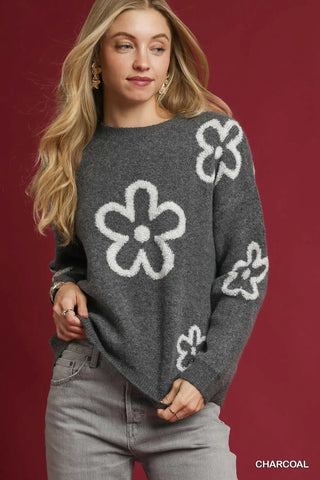 Charcoal Floral Sweater