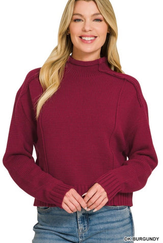 Burgundy Mock Neck Sweater