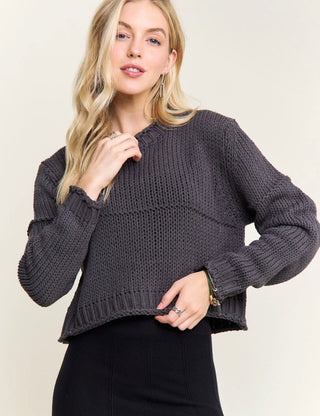 Charcoal Open Knit Sweater