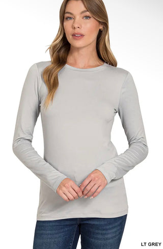Grey Microfiber Long Sleeve Top