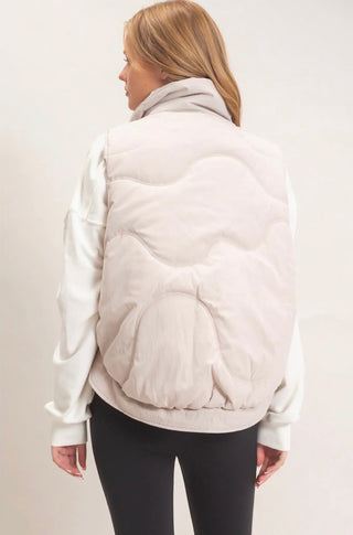 Ecru Funnel Neck Vest