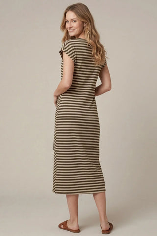 Brown Stripe Midi Dress