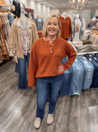 Rust Henley Sweater