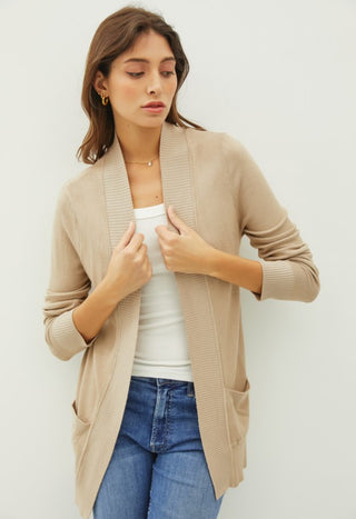 Taupe Cardigan Sweater