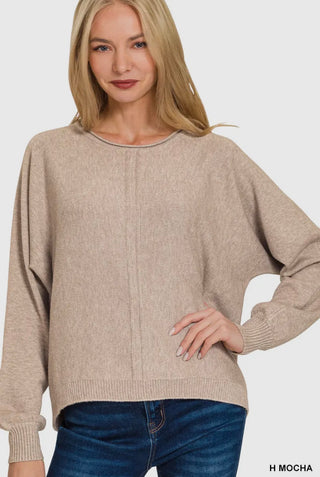 Heather Mocha Double Seam Sweater