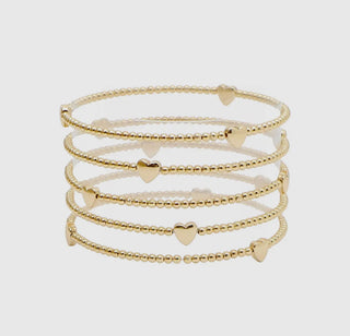 Gold Heart Bead Bracelet Set