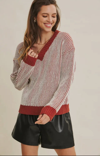 Brick Two Tone Sweater