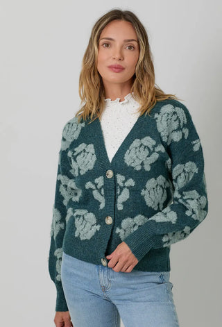 Green Floral Cardigan