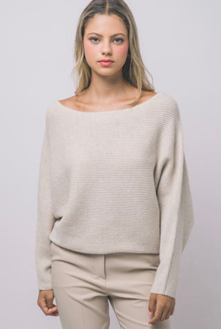 Oatmeal Ribbed Dolman Sweater