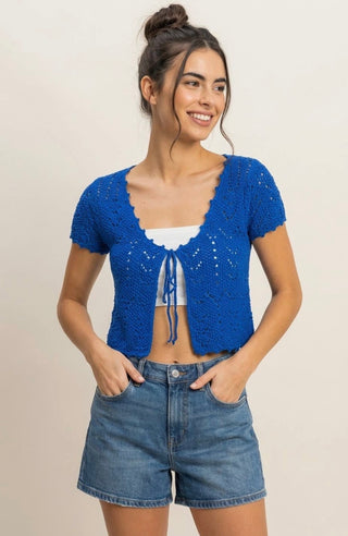 Cobalt Crochet Sweater Top