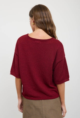 Burgundy Raw Edge Sweater