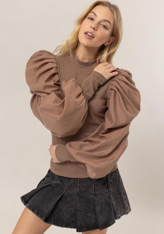 Mocha Puff Sleeve Top