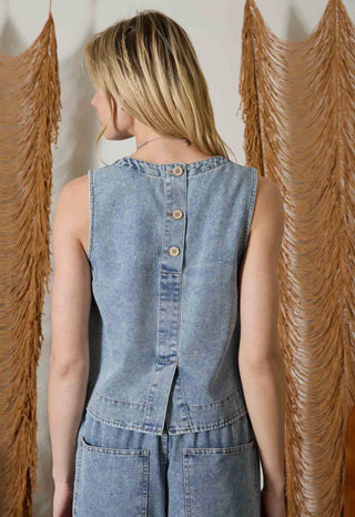 Sleeveless Denim Top