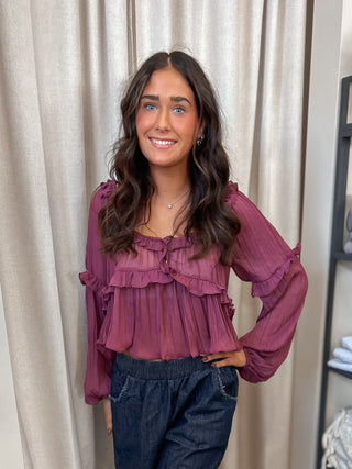 Plum Ruffle Blouse